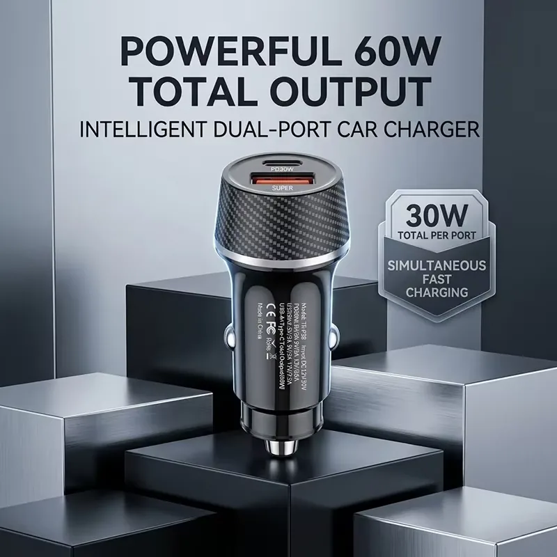 Retractable dual-cable car charger · 3