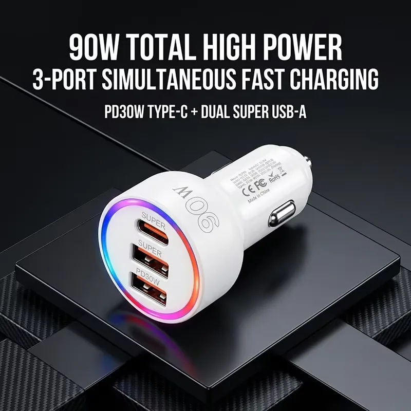 Retractable dual-cable car charger · 4